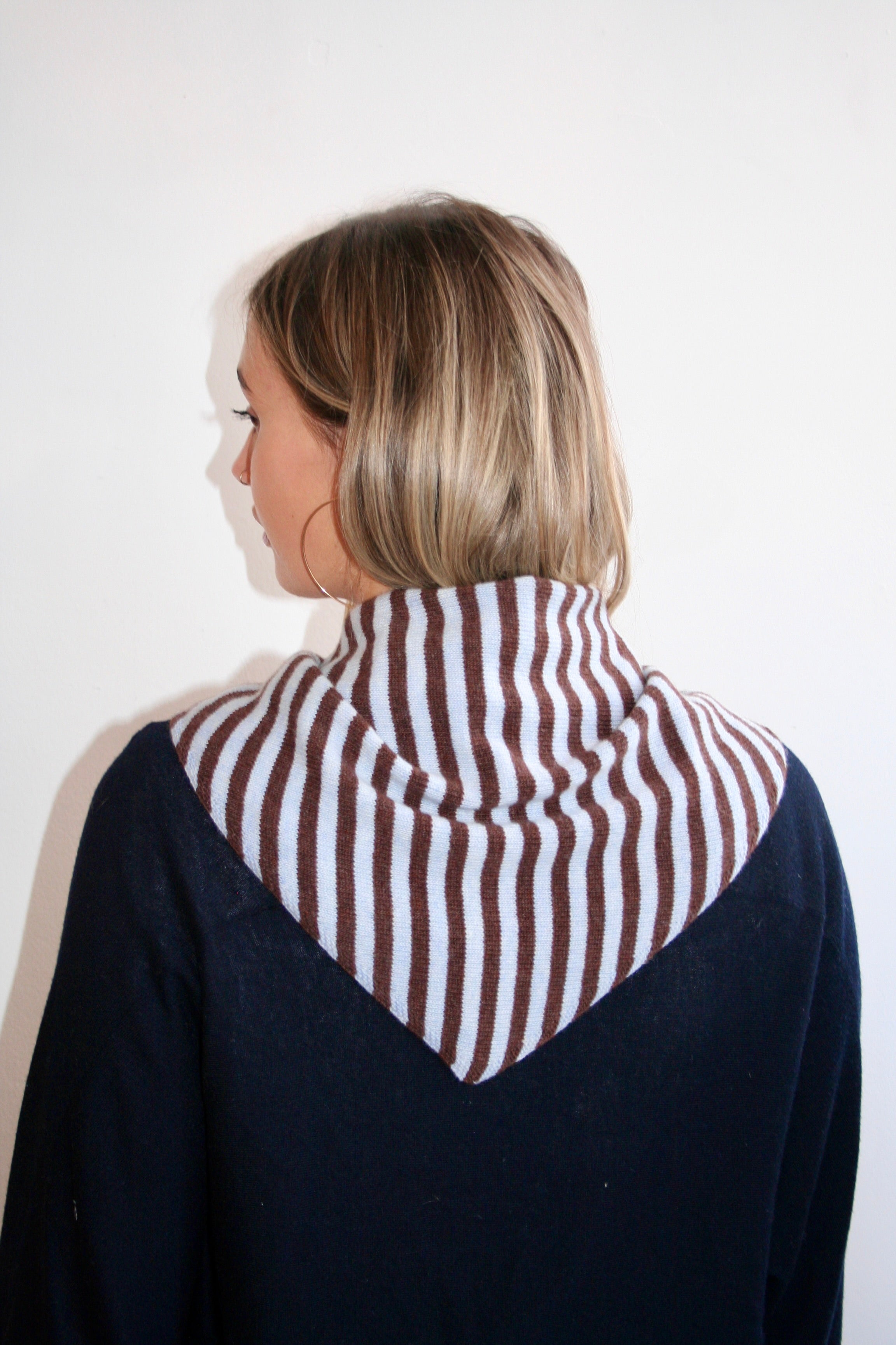 The Lily Triangle Scarf - Brown & Light Blue