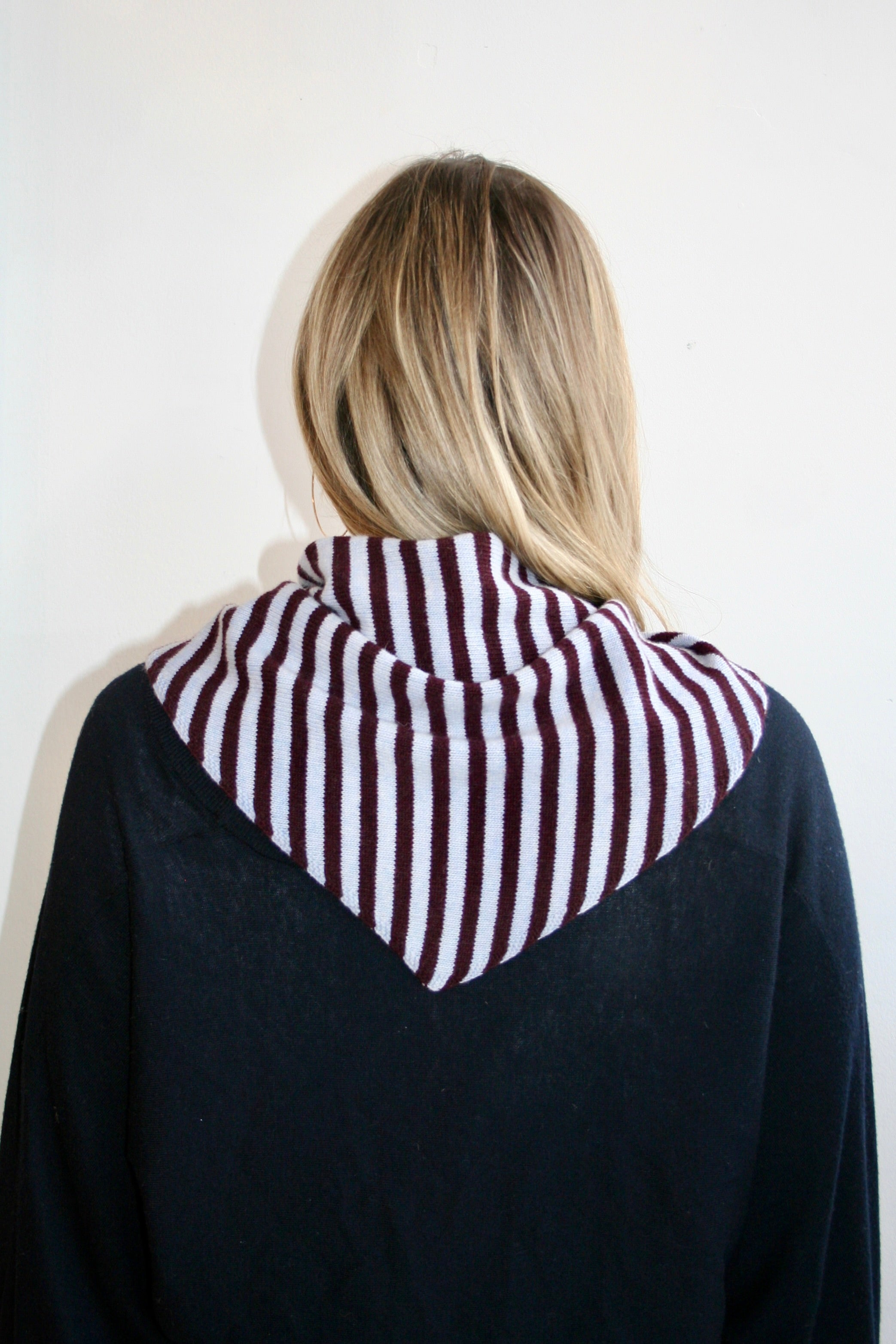 The Lily Triangle Scarf - Light Blue & Dark Red
