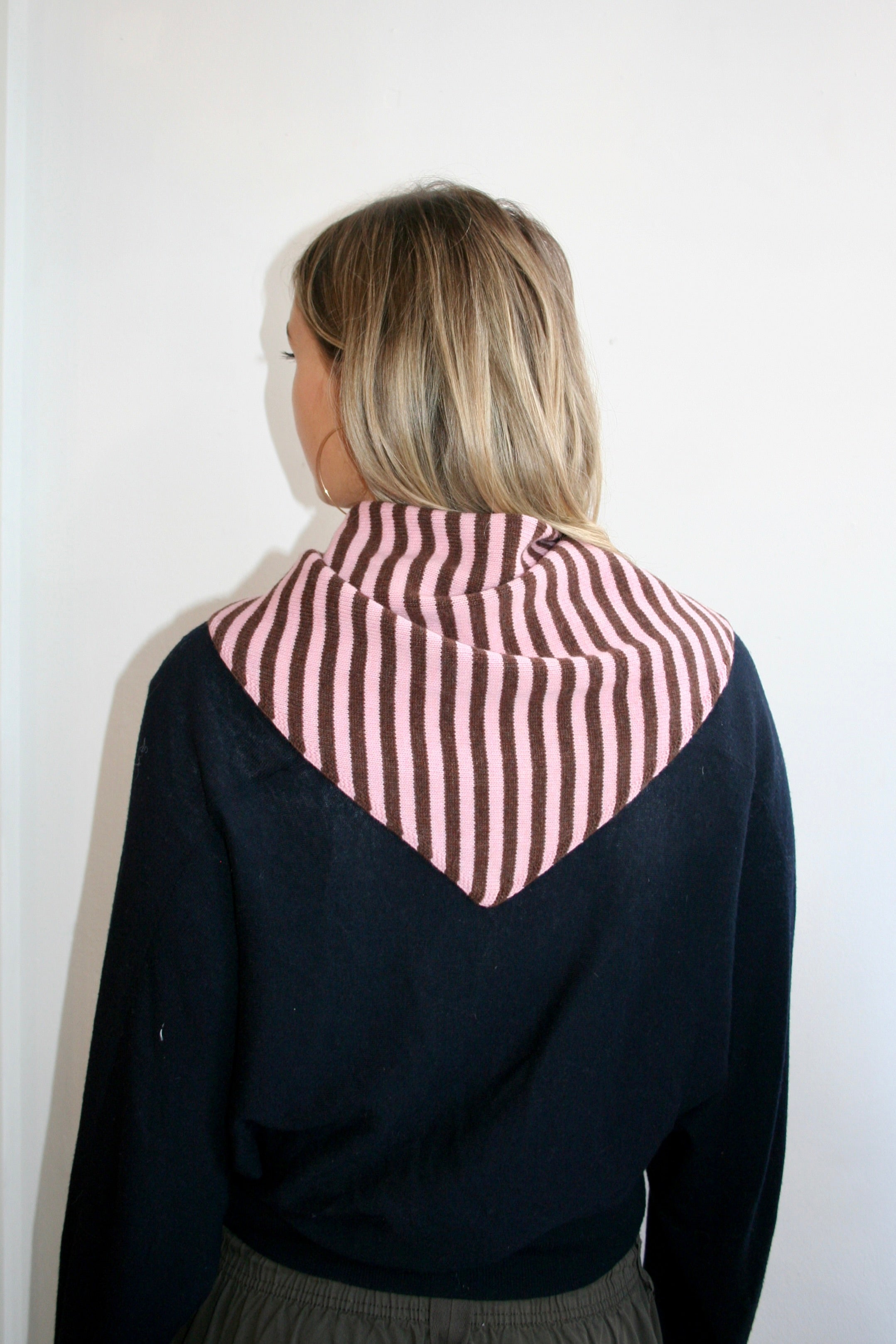 The Lily Triangle Scarf - Light Pink & Brown